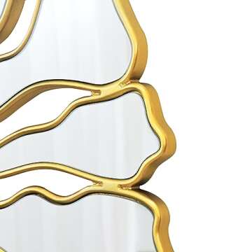 Jesantab Gold Wall Mirrors Decorative, 32” Large Round Mirrors for Wall Decor, Flower Shaped Decorative Wall Mirror for Living Room, Bedroom, Dining Room