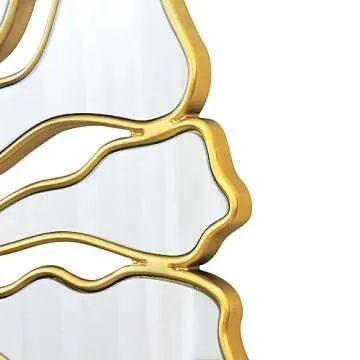 Jesantab Gold Wall Mirrors Decorative, 32” Large Round Mirrors for Wall Decor, Flower Shaped Decorative Wall Mirror for Living Room, Bedroom, Dining Room