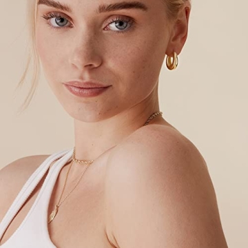 14K Gold Plated Small Chunky Hoops Earrings