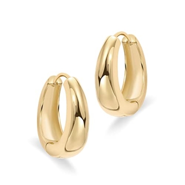 14K Gold Plated Small Chunky Hoops Earrings