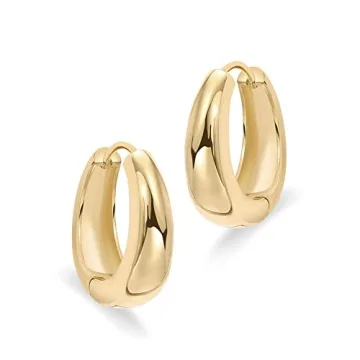 14K Gold Plated Small Chunky Hoops Earrings