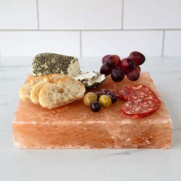 Camerons Himalayan Pink Salt Block for Grilling (8"x8") - Barbecue Grill Slab Maintains Even Tempera...