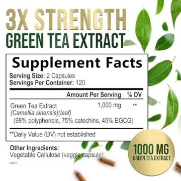 Green Tea Extract Capsules 1000mg - Natural Energy Support