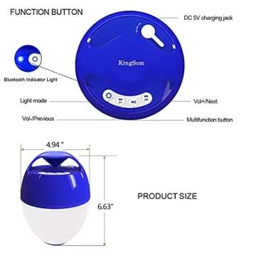 Colorful Portable Bluetooth Pool Speaker with Lights