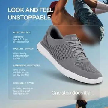 Kizik Lima Hands Free Mens or Womens Sneakers, Casual Slip On Shoes for Women or Men, Comfortable for Walking or Work, Women's and Men's Fashion Sneakers for Any Occasion - Grey,M11 / W12.5