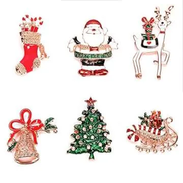 JEKOSEN Christmas Stocking Holder & Brooch Set - Rose Gold