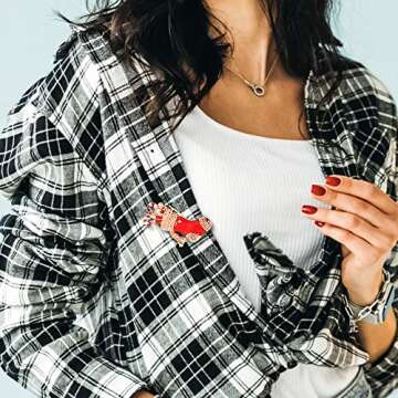 JEKOSEN Christmas Stocking Holder & Brooch Set - Rose Gold