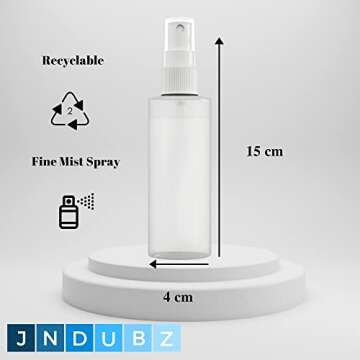 【Made In USA】Plastic Spray Bottle Fine Mist 4 Oz (120ml) – Refillable, Reusable, Portable Spra...