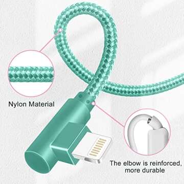 APFEN Lightning Cable iPhone Charger 10ft 3 Pack 90 Degree Long Strong Nylon Braided Charging Cable MFi Certified Compatible for iPhone 13/12/11/ Pro/X/XS/XR/8/7/6/5S/SE