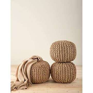 Jute Pouf Ottoman - Hand Knitted Comfort & Style