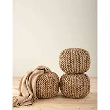 Jute Pouf Ottoman - Hand Knitted Comfort & Style