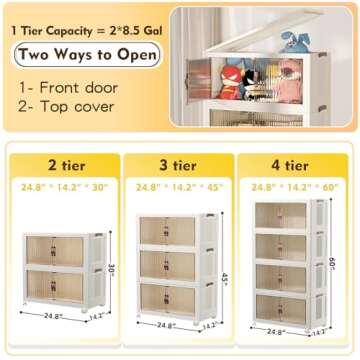 Kmiectse 102 QT Large Storage Bins with Lid, Plastic Storage Organizer for Living Room Bedroom, Fold...