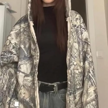 Trendy Zip Up Camo Hoodie for Women - Y2K Style