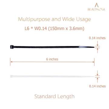 Heavy Duty BEADNOVA Cable Ties | 100 Pcs for All Uses