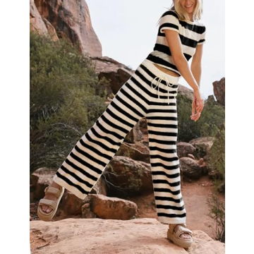 TAQCUX Stylish Two Piece Striped Lounge Set for Women