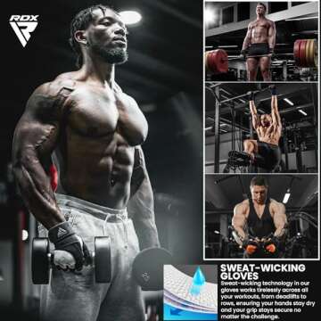 RDX Weight Lifting Workout Gloves with Wrist Support, 50 CM Long Wrist Straps, Anti Slip Padded Palm, Breathable Gym Grip for Fitness Training Powerlifting, Men Women Bodybuilding Exercise