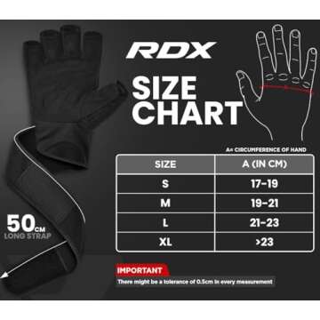 RDX Weight Lifting Workout Gloves with Wrist Support, 50 CM Long Wrist Straps, Anti Slip Padded Palm, Breathable Gym Grip for Fitness Training Powerlifting, Men Women Bodybuilding Exercise