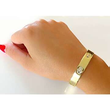 LESLIE BOULES 18K Gold Plated Hamsa Hand Cuff Bracelet