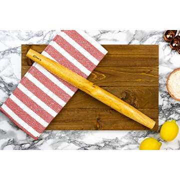French Rolling Pin for Baking Pizza Dough, Pie & Cookie in wood - Essential Kitchen utensil tools gi...
