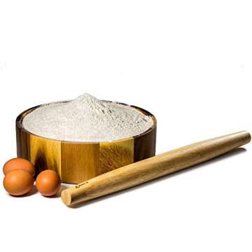 French Rolling Pin for Baking Pizza Dough, Pie & Cookie in wood - Essential Kitchen utensil tools gift ideas for bakers 18 inch Pins