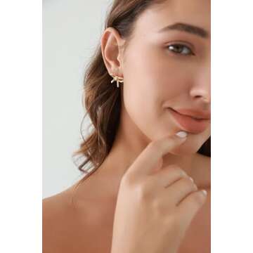 Bow Earrings Gold Sliver Stud Earrings for Women Jewelry Set