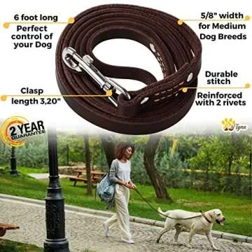 ADITYNA Premium Leather Dog Leash - Durable & Comfortable