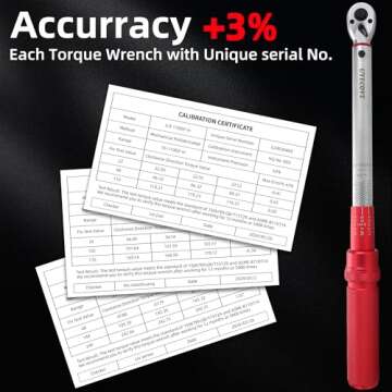 1/4 3/8 1/2-inch Drive Click Torque Wrench, 3Pcs Torque Wrench Set 20-200ft .lb, 10-110ft.lb, 10-170ft.lb ,±3% Accuracy, 72-Tooth Dual Scale Torque Wrenches for Bike, Moto, Car Repair Maintenance