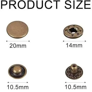 Heavy Duty Leather Snap Fasteners Kit - 24 Sets with Tools