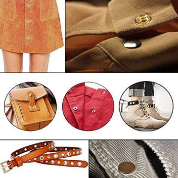 24 Sets Heavy Duty Leather Snap Fasteners Kit, BetterJonny 20mm Metal Snap Buttons Press Studs Leather Rivets Snaps with 4 Setter Tools for Clothes Bracelet Jackets Jeans Antique Brass
