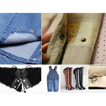 24 Sets Heavy Duty Leather Snap Fasteners Kit, BetterJonny 20mm Metal Snap Buttons Press Studs Leather Rivets Snaps with 4 Setter Tools for Clothes Bracelet Jackets Jeans Antique Brass