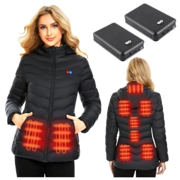 QTREE Women's Heated Jacket with 2 Battery Packs