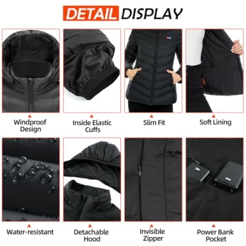 QTREE Women's Heated Jacket with 2 Battery Packs