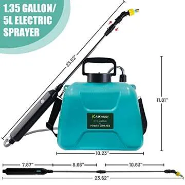 Battery Powered Garden Sprayer with 3 Mist Nozzles, 1.35 Gal Lawn Water Sprayer with USB Rechargeable Handle and Telescopic Wand, Portable Electric Sprayer with Shoulder Strap for Gardening, Cleaning
