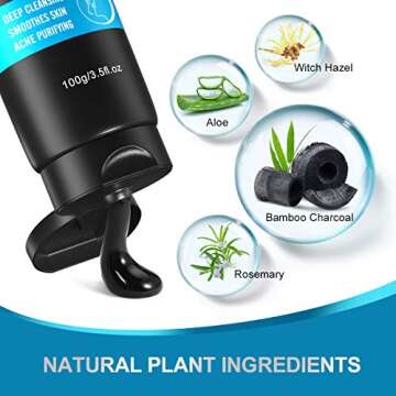 POP MODERN.C Black Mask-Blackhead Removal Mask Peel Off Facial Black Mask 3.5oz Pore Control, Skin Cleansing, Purifying Bamboo Charcoal With Blackhead Remover Extractor Tools Kit & Mask Brush Gifts