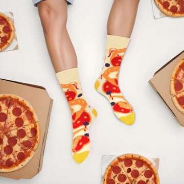 CROWDJOLLY Funny Pizza Socks Box for Men Teen Boys Dad Women - Fun Crazy Novelty Cool Silly Funky Fo...