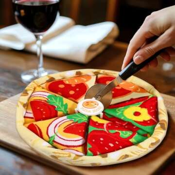 CROWDJOLLY Funny Pizza Socks Box for Men Teen Boys Dad Women - Fun Crazy Novelty Cool Silly Funky Food Socks Gifts - Unique Gag Gift Ideas for Mens Birthday Father Day Christmas Stocking Stuffers