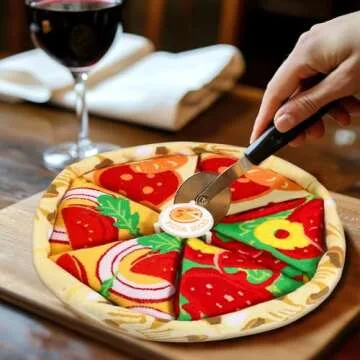 CROWDJOLLY Funny Pizza Socks Box for Men Teen Boys Dad Women - Fun Crazy Novelty Cool Silly Funky Food Socks Gifts - Unique Gag Gift Ideas for Mens Birthday Father Day Christmas Stocking Stuffers