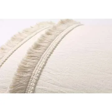 Flber US Fringed Sham Set Boho Cotton Pillow Covers,18.9in x29.1in,Set of 2