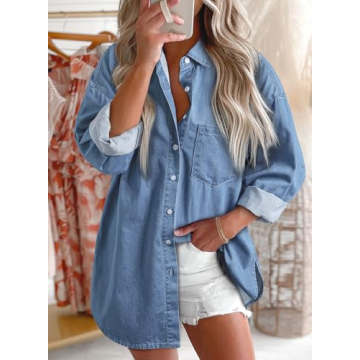 Astylish Women's Denim Shirt | Relaxed Fit Casual Blouse
