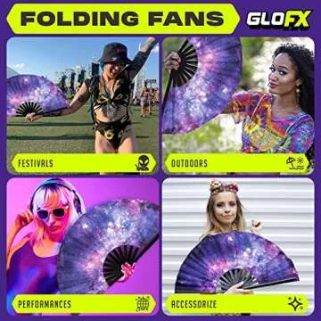 GloFX Galaxy Folding Fan - Stylish Rave Essential