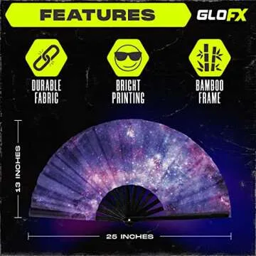 GloFX Galaxy Folding Fan - Stylish Rave Essential