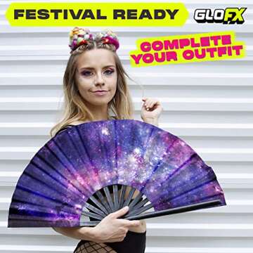 GloFX Galaxy Folding Fan - Stylish Rave Essential