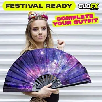 GloFX Galaxy Folding Fan - Stylish Rave Essential