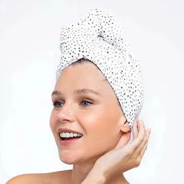 Kitsch Microfiber Spa Headband, Hair Towel, and Scrunchies Bundle | Women's Hair Accessories for Washing Face, Drying Wet Hair, Frizz-Free Heatless Styling | Micro Dot Design