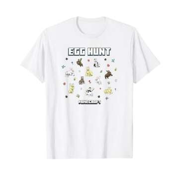Minecraft Easter Egg Hunt Jumping Rabbits Eggs And Flowers T-Shirt - Fun Gaming Apparel for Family