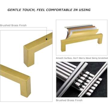 Stylish Goldenwarm Brushed Brass Cabinet Pulls – 5 Pack