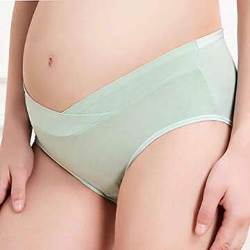 GIFTPOCKET Women's Under the Bump Maternity Panties Underwear, Pack of 5, Assorted Random Designs and Colors, L