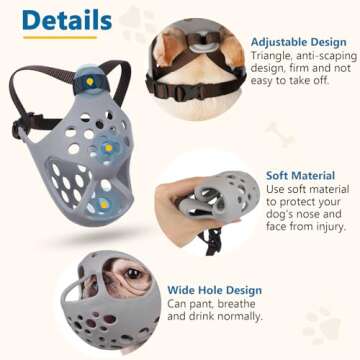 BARKLESS Short Snout Dog Muzzle for French Bulldogs and Pugs