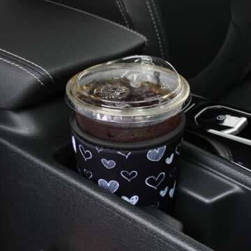 3 Pack Reusable Iced Coffee Sleeves - Xumbtvs Insulator Sleeve for Cold Beverages, Neoprene Cup Holder for Starbucks Coffee, Dunkin Coffee, More(Heart)