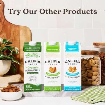 Califia Farms - Organic Unsweetened Almond Milk, 32 Oz (Pack of 6), Dairy Free, Vegan, Plant Based, Keto, Vegan, Gluten Free, Non GMO, USDA Organic